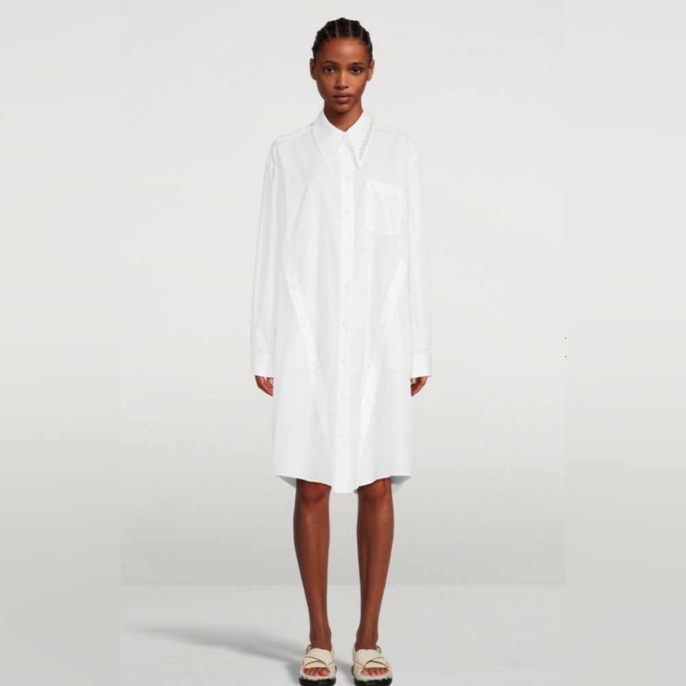Simone Rocha Off-White Pearl Collar Long Shirt Dress UK 8